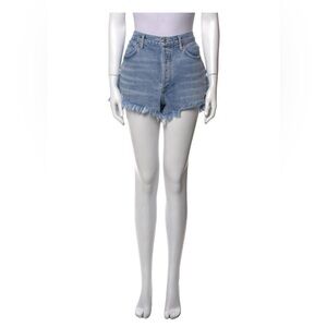 Agolde Blue Frayed Jean Shorts 32